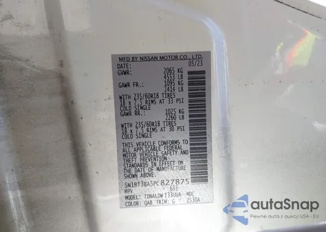 2023 Nissan Rogue Sv Fwd из США, поврежденный, VIN 5N1BT3BA5PC827875